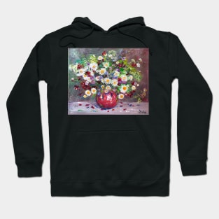 Bouquet of Forest Flowers in a Red Vase Hoodie